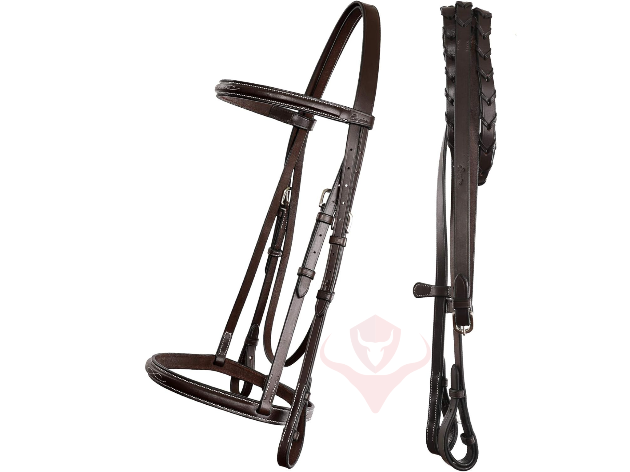 Premium Hunter Bridle Set with Laced Reins in Black & Brown Leather Horse Bridle